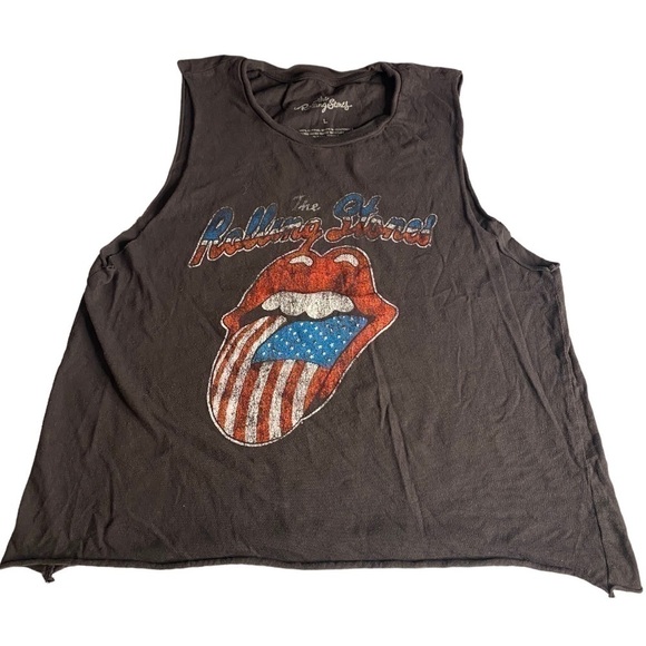 THE ROLLING STONES CROPPED AMERICAN TOUNGE TEE SHIRT SIZE LARGE - Picture 1 of 3